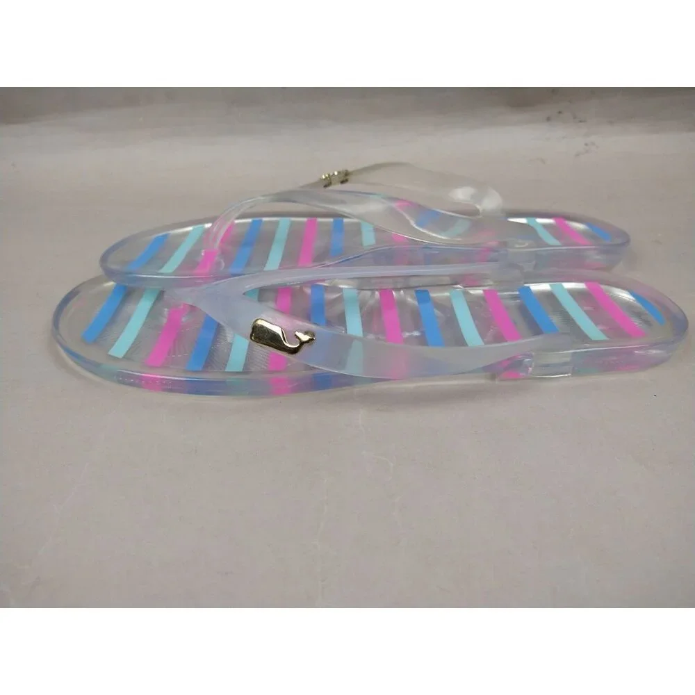 Vineyard Vines Jelly Flip‎ Flops Women’s Size 9 Pastel Striped Pink Blue